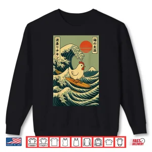 Sweatshirt Chicken Surfing Japanese Wave Farmer Farming Shirt