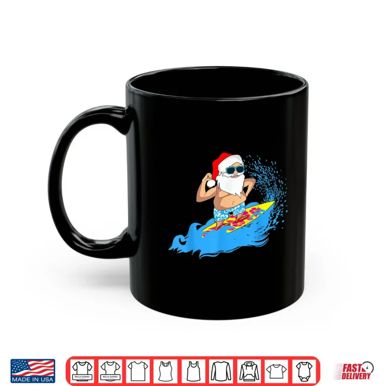 Mug Christmas Santa Claus Hawaiian Surfing Summer Surf Shirt