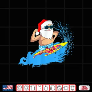 Design Christmas Santa Claus Hawaiian Surfing Summer Surf Shirt