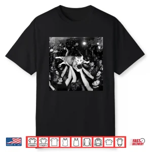 Funny Rock Show Cat Meme Cute Tabby Kitten Crowd Surfing Shirt