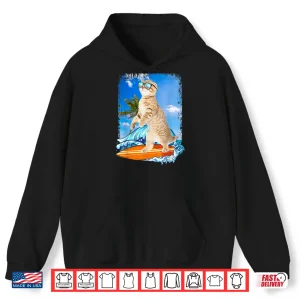 Hoodie Cute Surfing Hawaiian Cat Lover Surfer Beach Summer Vacation Shirt