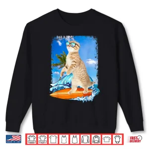 Sweatshirt Cute Surfing Hawaiian Cat Lover Surfer Beach Summer Vacation Shirt