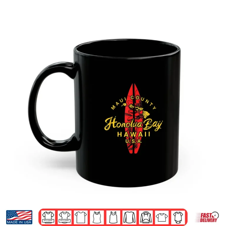 Mug Hawaii Maui Hawaiian Islands Honolua Bay Surfing Vintage Shirt