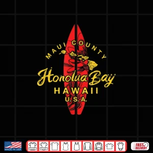Design Hawaii Maui Hawaiian Islands Honolua Bay Surfing Vintage Shirt