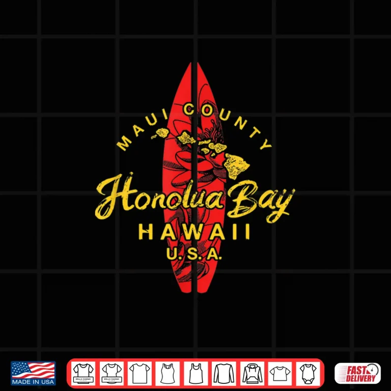 Design Hawaii Maui Hawaiian Islands Honolua Bay Surfing Vintage Shirt