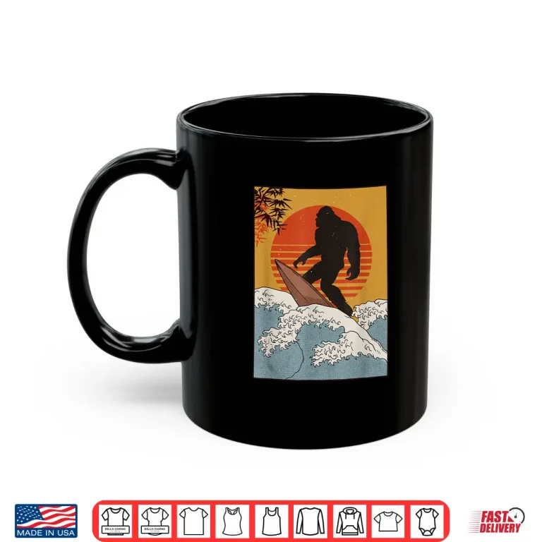 Mug Japanese Vintage Kanagawa Art Surfing Bigfoot Hanging Ten Shirt