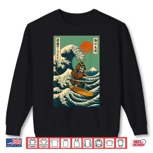Sweatshirt Skeleton Samurai Surfing Japanese Wave Shirt