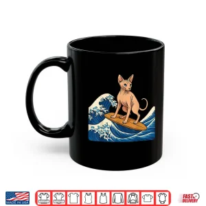 Mug Sphynx Cat Surfing Japanese Wave Shirt