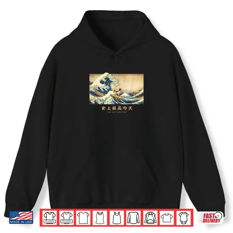 Hoodie Surfing Rat Terrier Kanagawa Wave Japanese Dog Funny Shirt