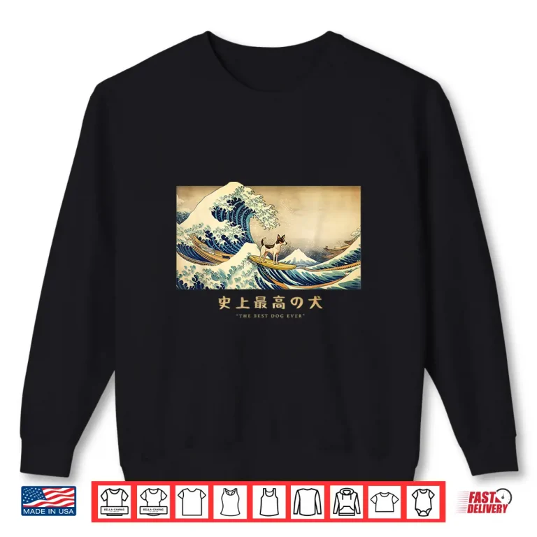 Sweatshirt Surfing Rat Terrier Kanagawa Wave Japanese Dog Funny Shirt