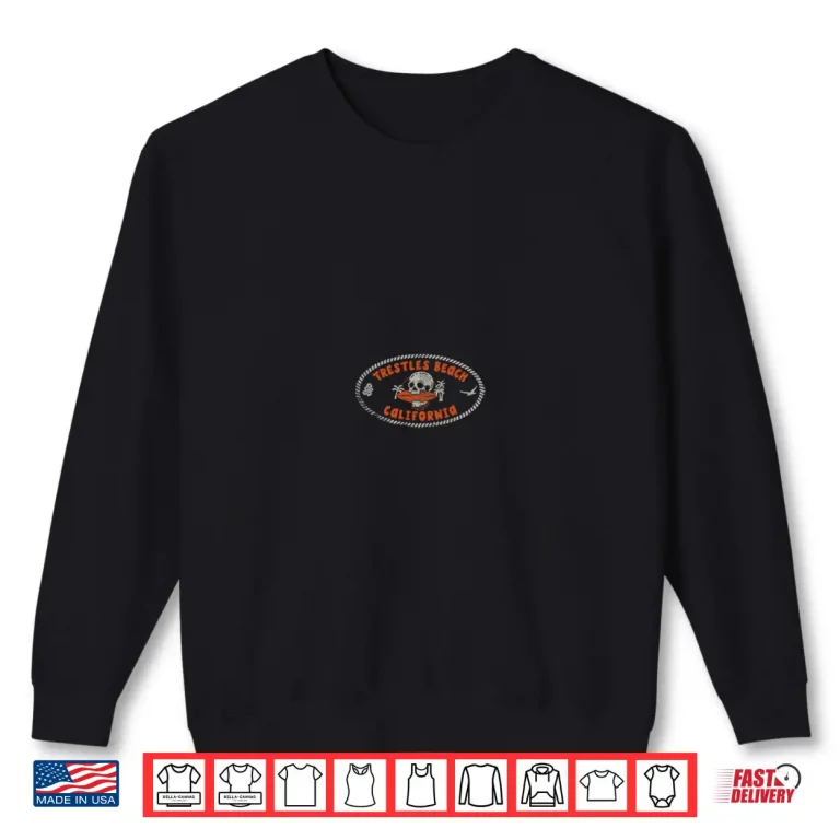 Sweatshirt Trestles Beach California CA Retro Surfer Front Back Shirt