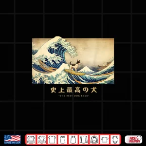 Design Surfing Rat Terrier Kanagawa Wave Japanese Dog Funny Shirt