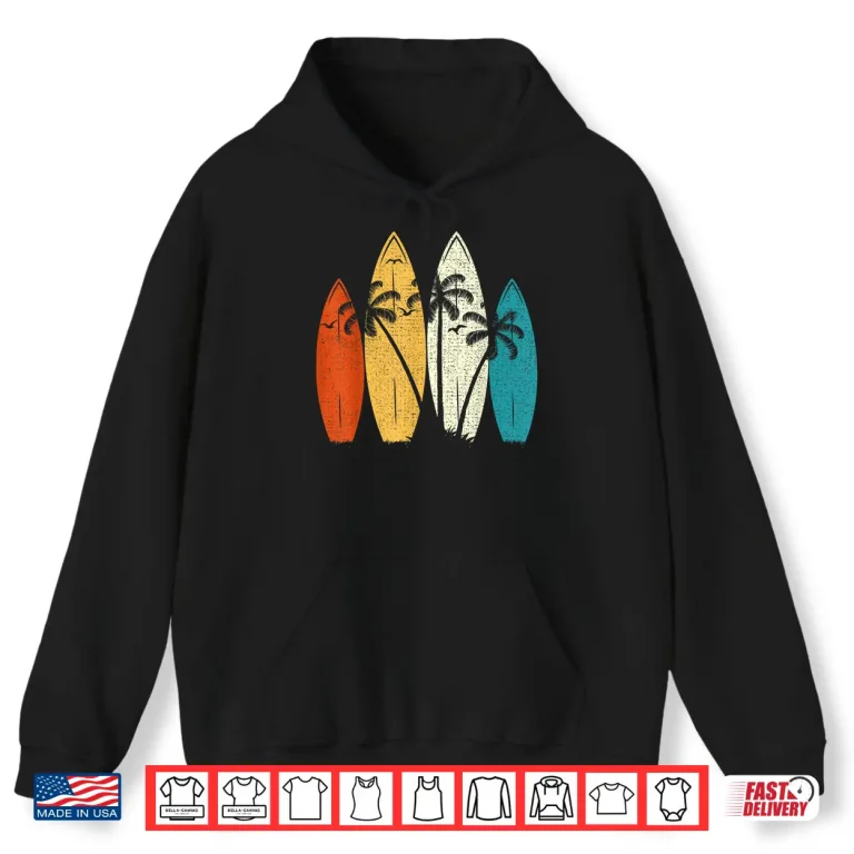 Hoodie Vintage Surfboard Beach Surf Surfer Wave Surfing Graphic Shirt