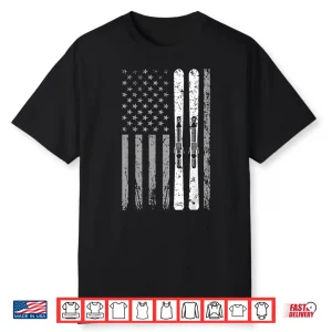 Downhill Ski Team 4Th Of July Usa American Flag Skiing Skier Shirt