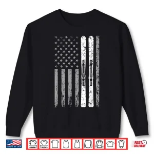 Sweatshirt Downhill Ski Team 4th Of July USA American Flag Skiing Skier Shirt