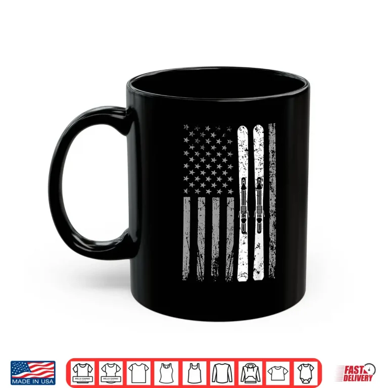 Mug Downhill Ski Team 4th Of July USA American Flag Skiing Skier Shirt