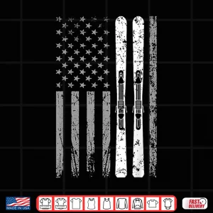Design Downhill Ski Team 4th Of July USA American Flag Skiing Skier Shirt
