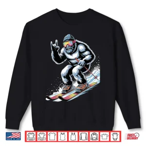 Sweatshirt Funny Skiing Bigfoot Ski Winter Sport Snowboarder Skier Shirt