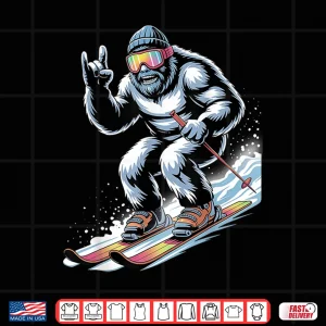 Design Funny Skiing Bigfoot Ski Winter Sport Snowboarder Skier Shirt