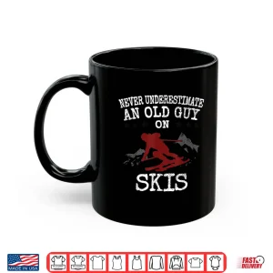 Mug Mens Never Underestimate an Old Guy on Skis Funny Skiing Shirt