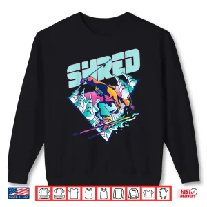 Sweatshirt Shred Shirt Vintage Freestyle Ski 80s Costume Retro Skiing Shirt