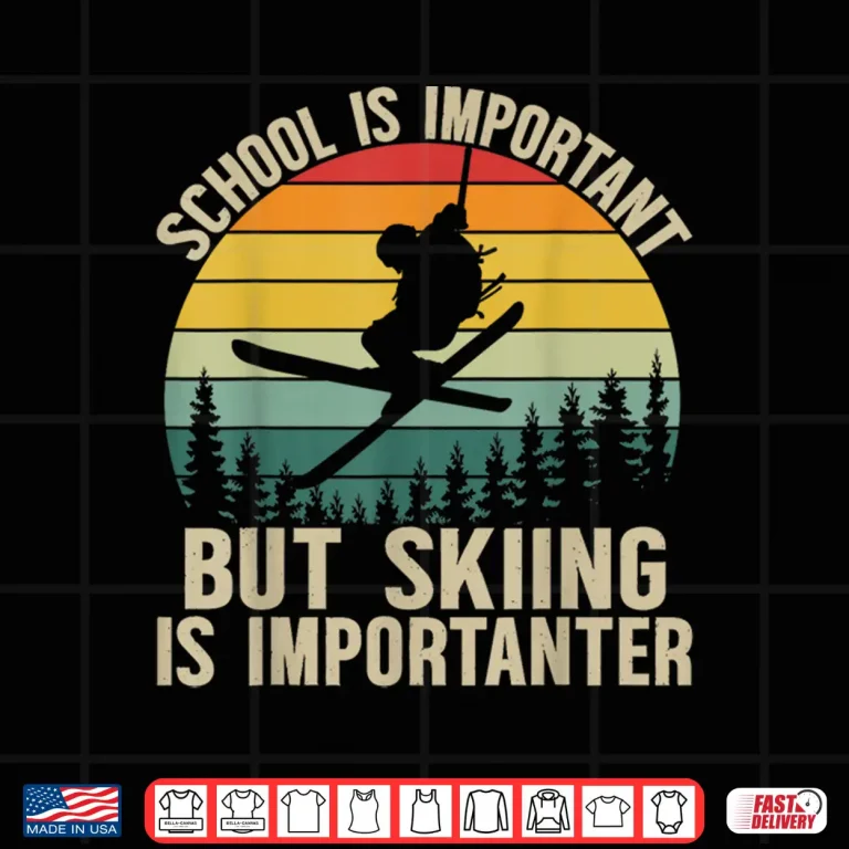 Design School Is Important But Skiing Is Importanter Funny Ski Boys Shirt