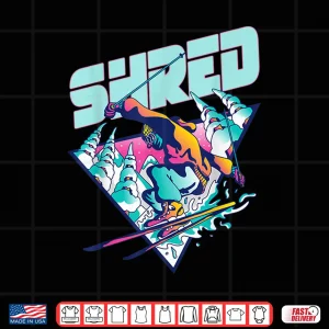 Design Shred Shirt Vintage Freestyle Ski 80s Costume Retro Skiing Shirt