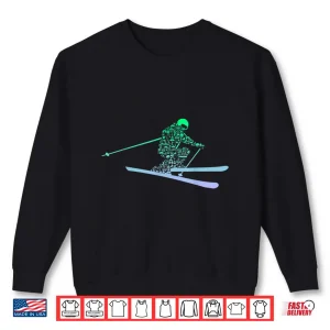 Sweatshirt Silhouette Ski Icon Tshirt for Skiier Ski Boys Skiing Shirt