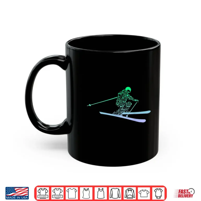 Mug Silhouette Ski Icon Tshirt for Skiier Ski Boys Skiing Shirt