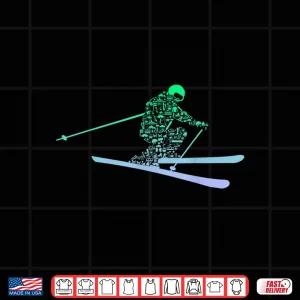 Design Silhouette Ski Icon Tshirt for Skiier Ski Boys Skiing Shirt