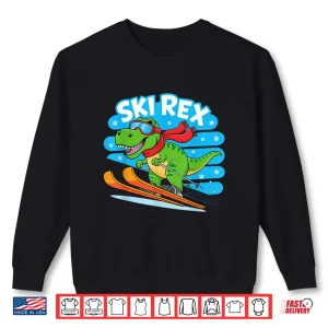 Sweatshirt Ski Rex Funny Skiing Dinosaur Winter Sports Design for Kids Shirt
