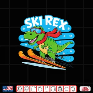 Design Ski Rex Funny Skiing Dinosaur Winter Sports Design for Kids Shirt