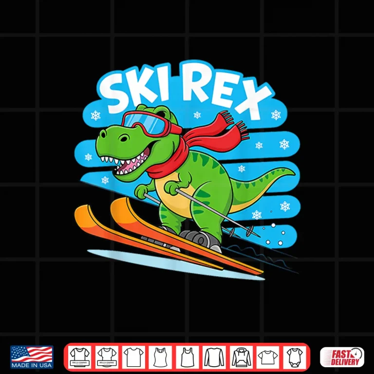 Design Ski Rex Funny Skiing Dinosaur Winter Sports Design for Kids Shirt
