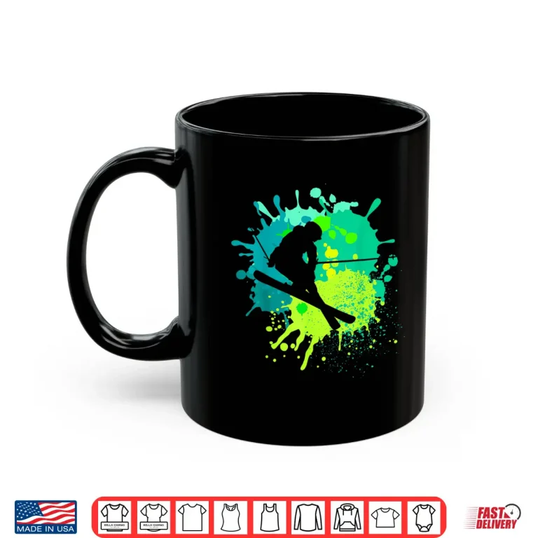 Mug Skiing Tshirt for Skiier Boys Retro Ski Shirt