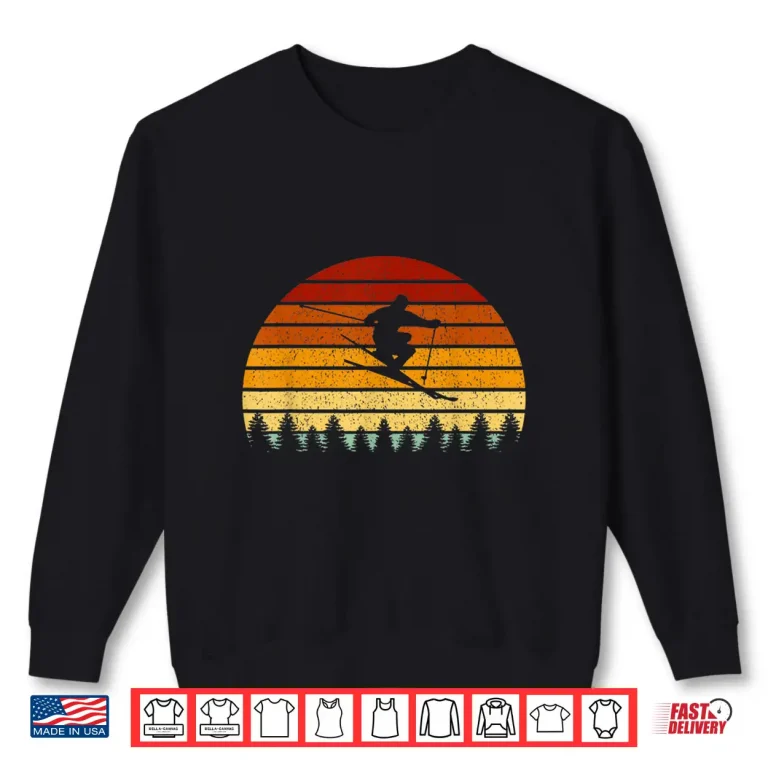 Sweatshirt Vintage Sunset Skiing Gift For Skiers Shirt