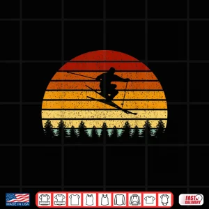 Design Vintage Sunset Skiing Gift For Skiers Shirt