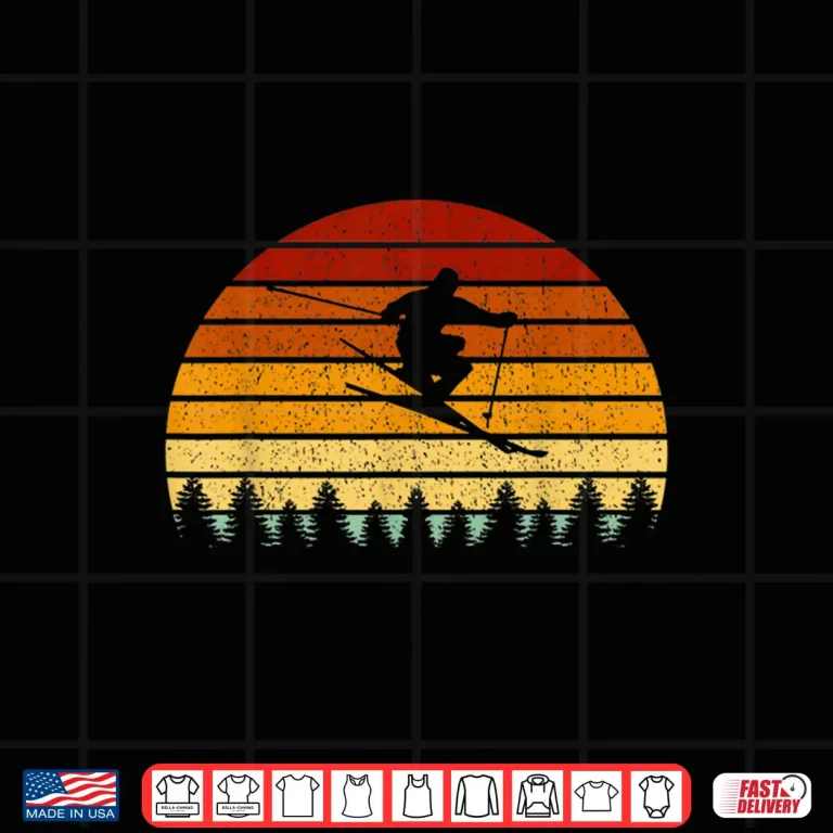 Design Vintage Sunset Skiing Gift For Skiers Shirt