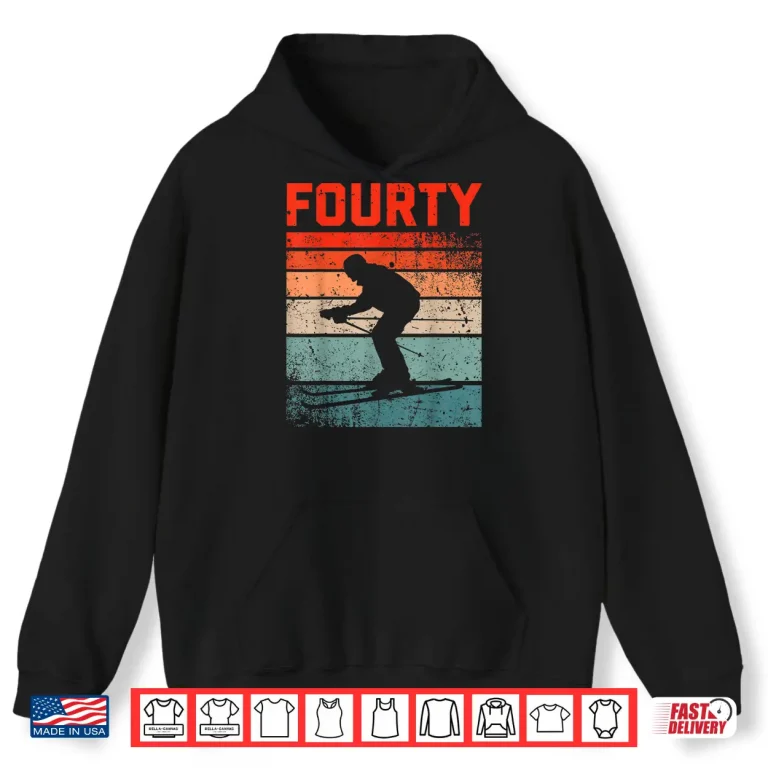 Hoodie 40th Birthday Retro Ski Skiing 40 Year old Men Women Shirt