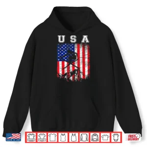 Hoodie American Flag USA Ski Team Support Skiing Winter Sports Shirt