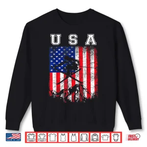 Sweatshirt American Flag USA Ski Team Support Skiing Winter Sports Shirt