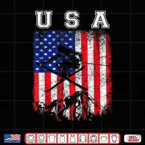 Design American Flag USA Ski Team Support Skiing Winter Sports Shirt
