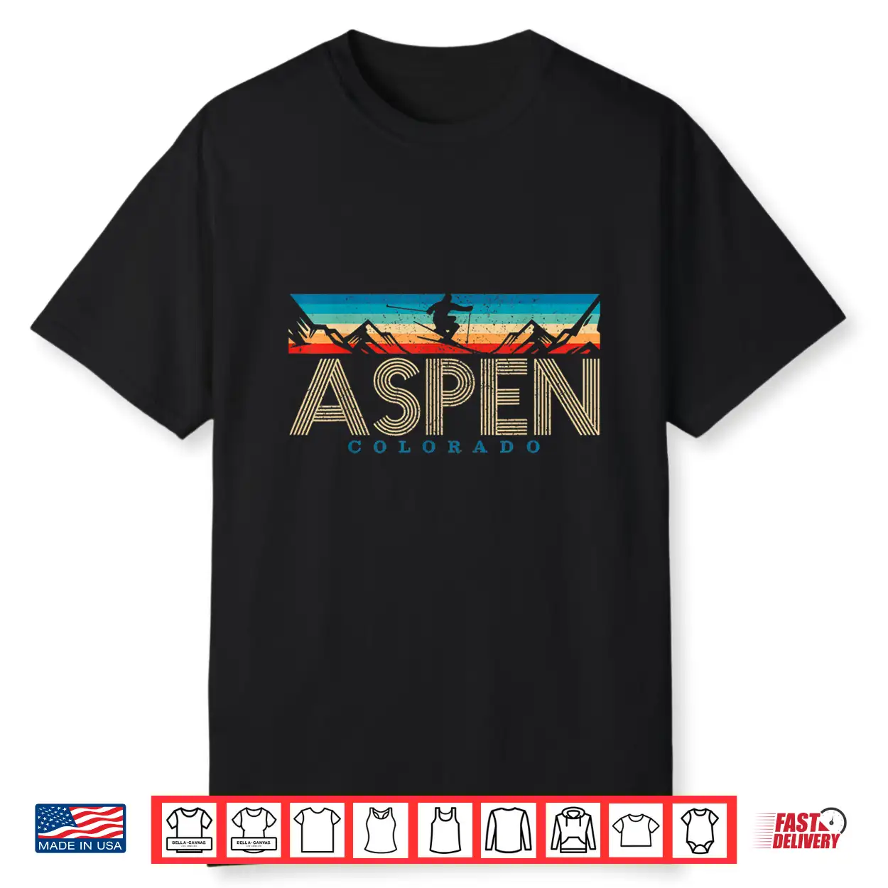 Aspen Colorado Ski Vintage Souvenir Mountain Skiing Gift Shirt