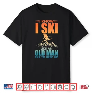 Best Ski Art For Grandpa Men Skiing Nordic Skier Skiing Shirt