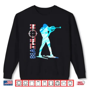 Sweatshirt Biathlon USA Flag Apparel American Cross Country Skiing Shirt