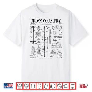 Cross Country Nordic Skiing Ski Vintage Patent Skier Print Shirt