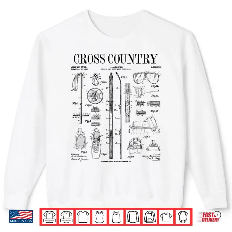 Sweatshirt Cross Country Nordic Skiing Ski Vintage Patent Skier Print Shirt