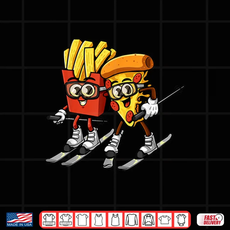 Design Pizza French Fries Ski Funny Skiier Fast Food Skiing Lovers Shirt