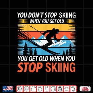 Design Retro Vintage Skiing Skier Mountain Winter Snow Alpine Shirt