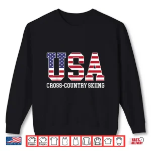 Sweatshirt USA Flag Skier American USA Cross Country Skiing Shirt