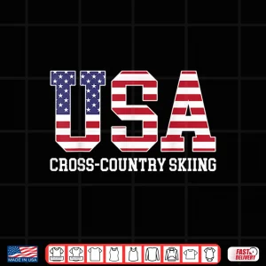 Design USA Flag Skier American USA Cross Country Skiing Shirt